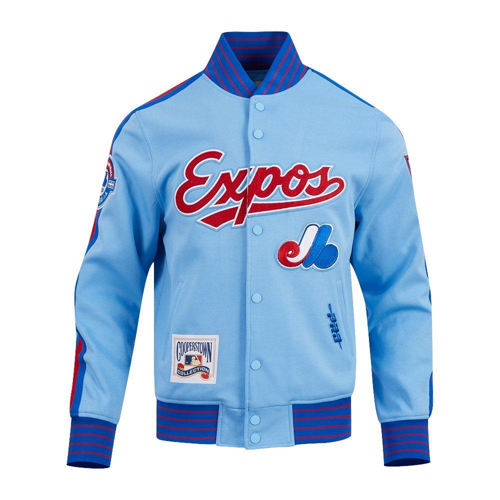 Pro Standard Men's MLB Montreal Expos Cooperstown Logo Pro Game Day Double Knit Jacket - BLUE/ROYAL/RED